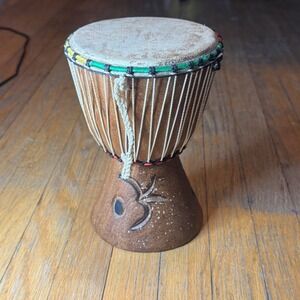 Hand Carved Wood Djembe Drum 8 Inch Small Rope Tuned Percussion Instrument